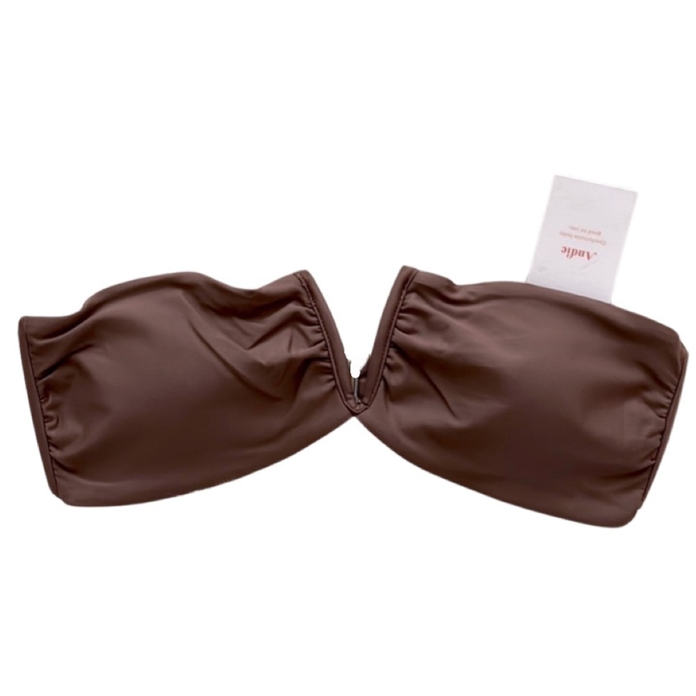 Andie Swim Scala Strapless Wire Bikini Top in Espresso‎ Brown Resortwear Travel